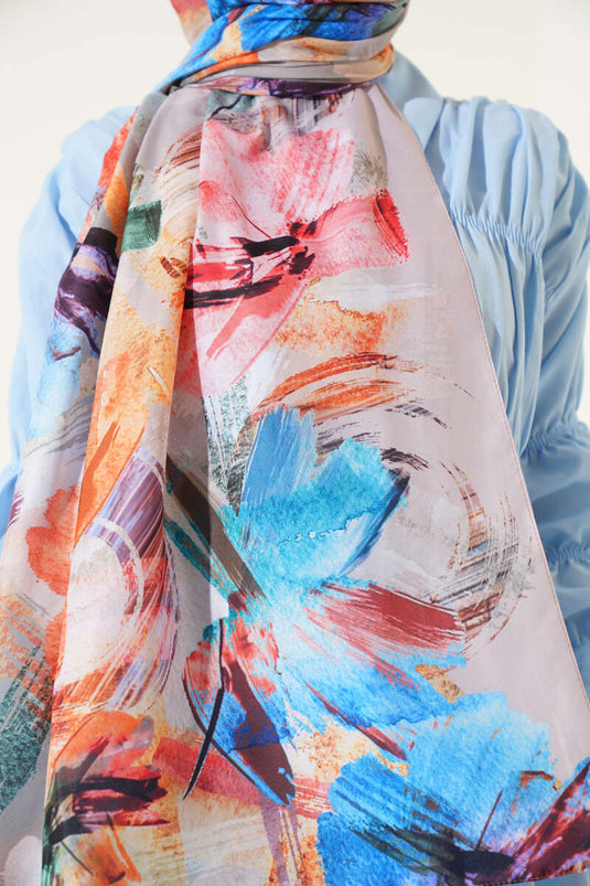 Brush Patterned Soft Scarf, Light Green