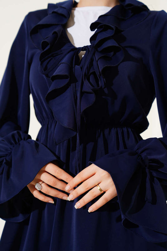 Fırfır Detaylı Bel Lastikli İkili Takım Lacivert