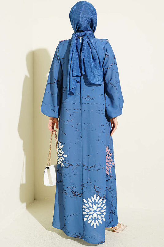 Robe À Volants À Motif Fleuri En Bleu