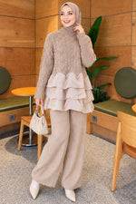 Ensemble En Maille À Volants Couleur Mink