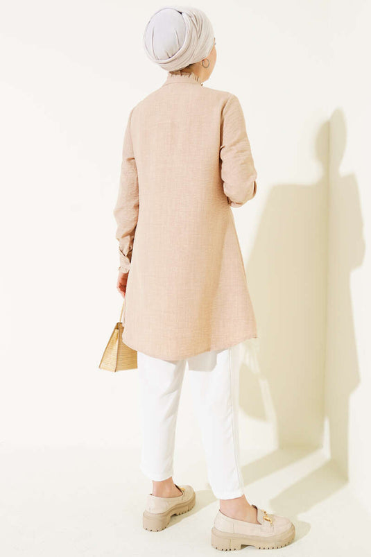 Fırfır Detaylı Tunik Bej