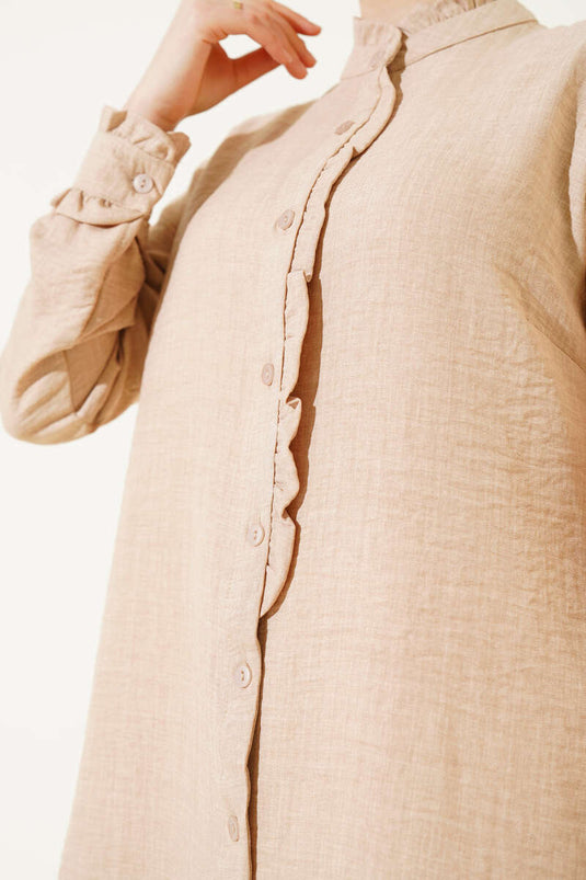 Fırfır Detaylı Tunik Bej