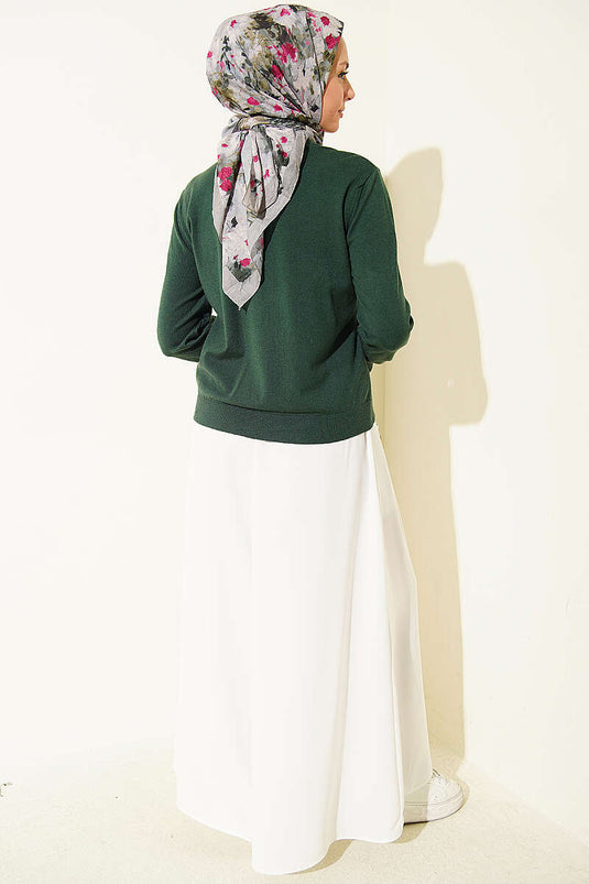Froufrolijke Knopen Detail Trui Vest Groen