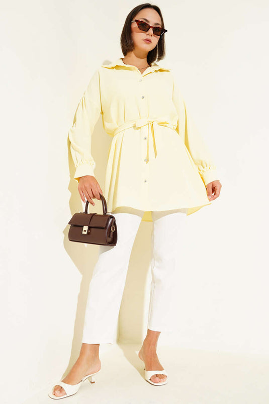 قميص أطفال بكشكشة وحزام أصفر