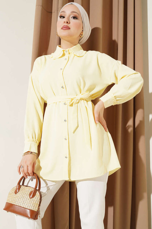قميص أطفال بكشكشة وحزام أصفر