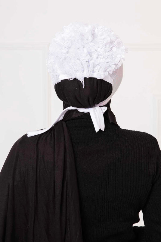 Ruffled Bonnet White