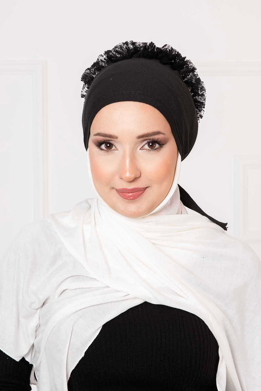 Frilled Bonnet Black