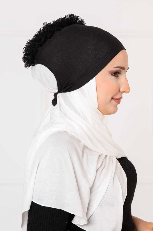 Frilled Bonnet Black