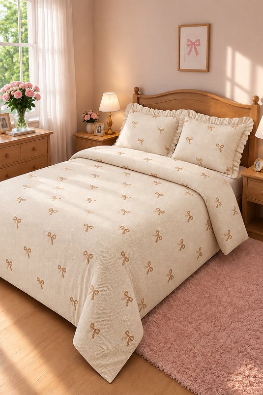 Gepufftes Doppelbett-Bettwäsche-Set In Kaffee