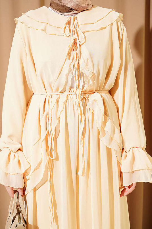 Ruffled Drawstring Chiffon Two-Piece Set Yellow