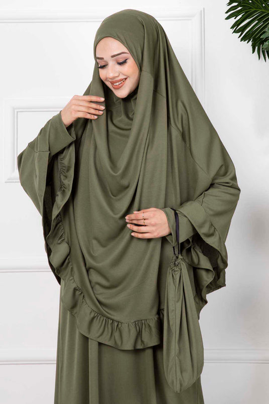 Rüschen-Hijab-Gebetskleid Khaki