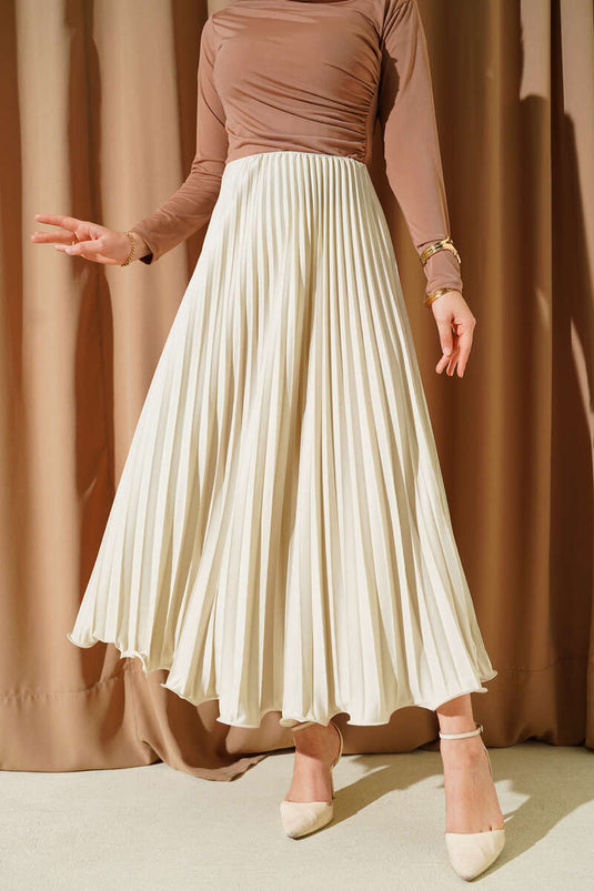 Jupe plissée à volants et taille élastique couleur