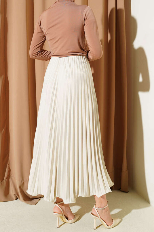 تنورة خصر مطاطي مطوية مكشكشة حجرية