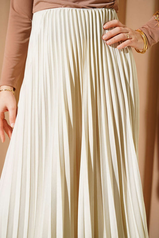 Jupe plissée à volants et taille élastique couleur