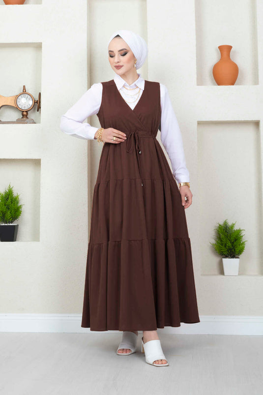 Gilet Hijab Frilly Scuba Marron