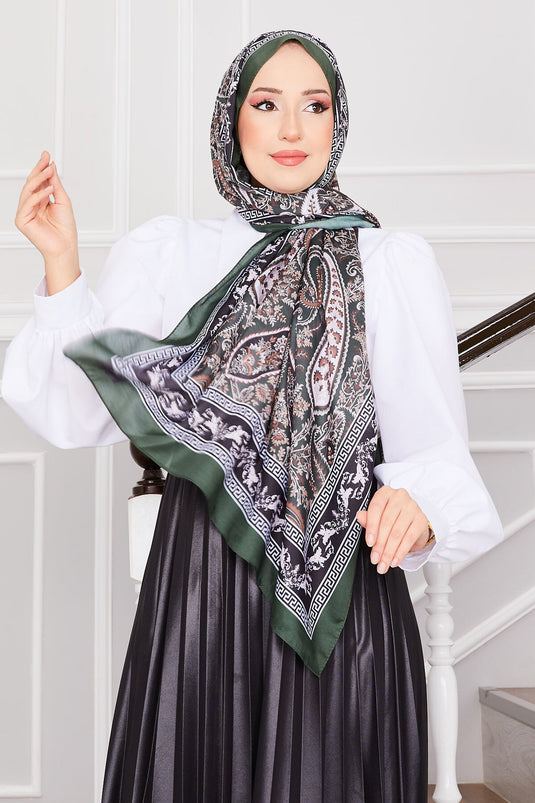 Turquoise Patterned Shawl -3