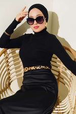 Pull En Maille À Col Rond Noir