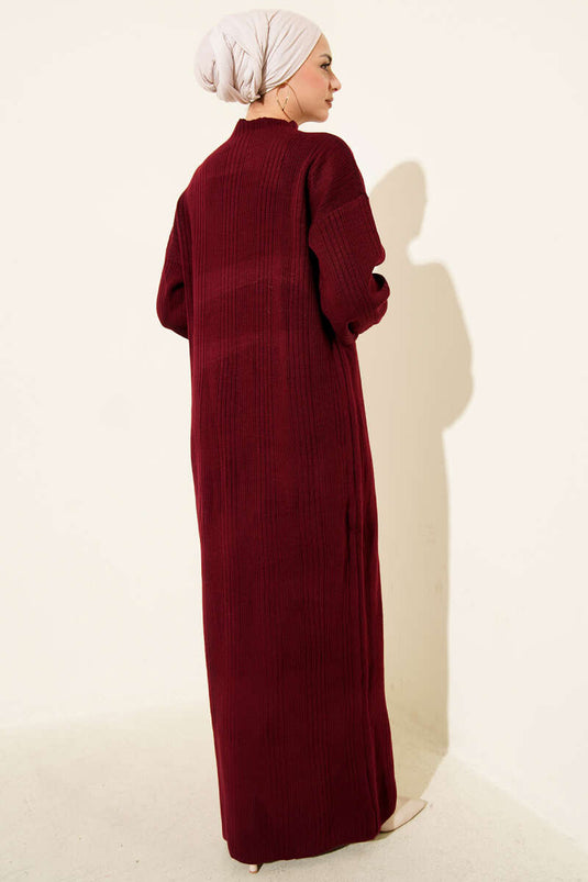 Fitilli Basic Triko Elbise Bordo