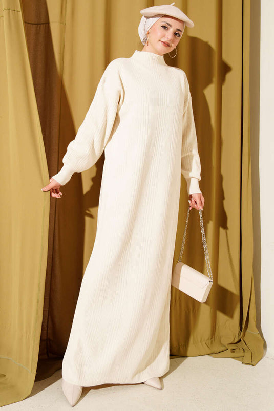 Fitilli Basic Triko Elbise Taş