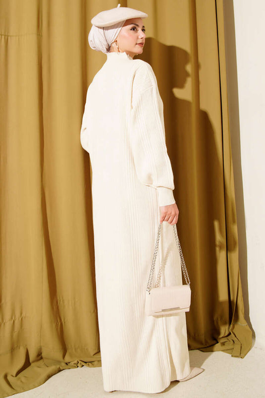 Fitilli Basic Triko Elbise Taş