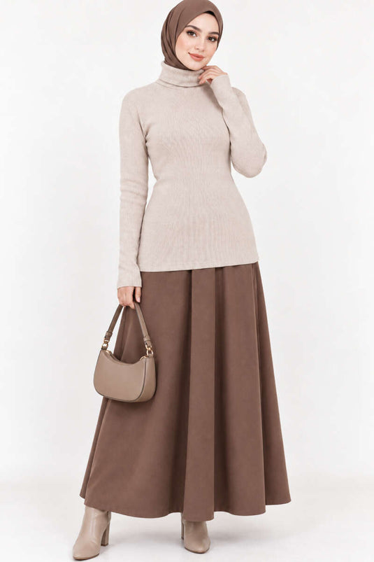 Body À Col Roulé Côtelé Beige