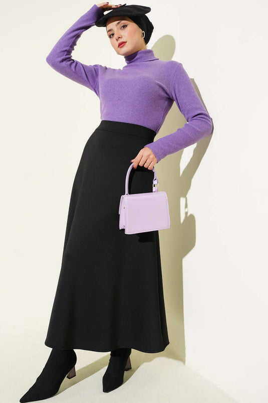 Ribbed Turtleneck Bodysuit in Purple