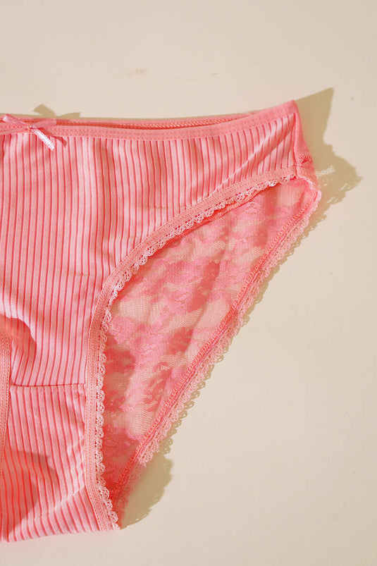 سراويل داخلية نسائية من الدانتيل المضلع باللون السلموني