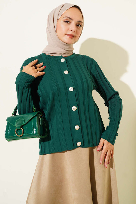 Corduroy gebreide cardigan met knopen Nefti