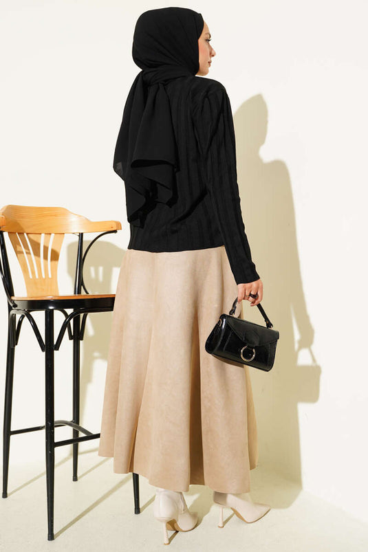 Geribbeld, geknoopt gebreid vest zwart