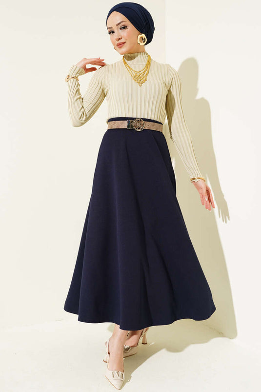 Elastic Ribbed Knit Sweater Beige