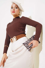 Pull En Maille Extensible Marron