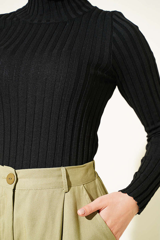 Pull En Maille Extensible À Rayures Noir