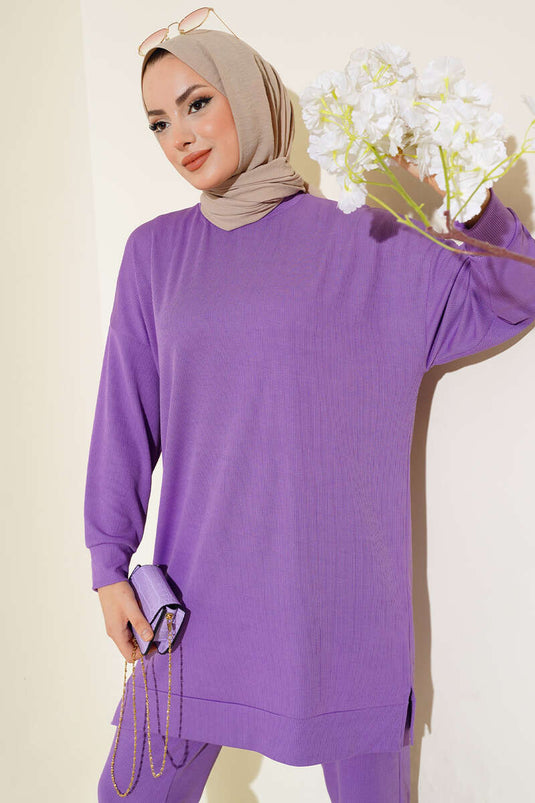 Corduroy tweedelig pak lila