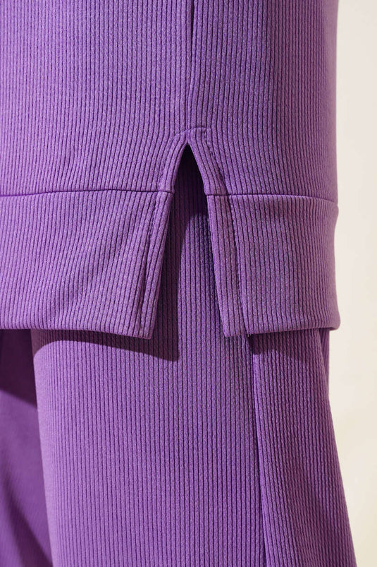 Corduroy tweedelig pak lila