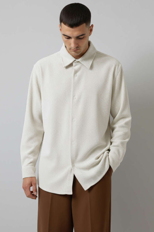 Corduroy herenoverhemd, ecru