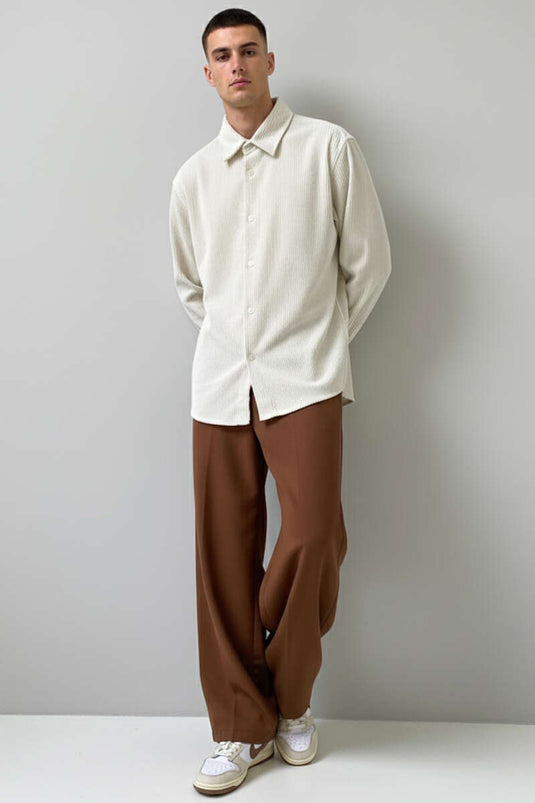 Corduroy herenoverhemd, ecru