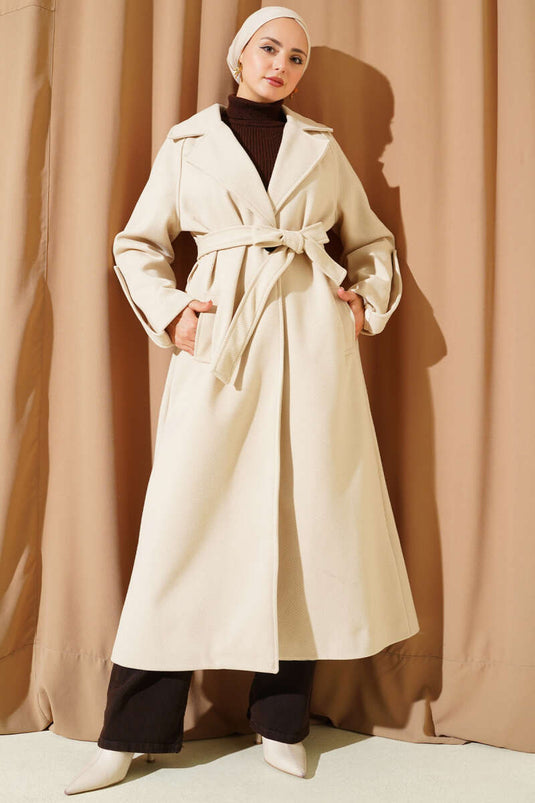 Ribbed Belted Cashmere Coat Papaya