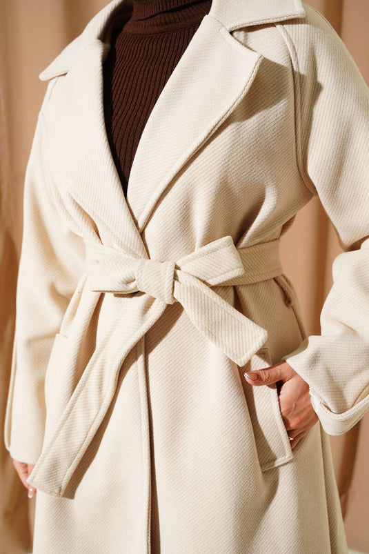 Ribbed Belted Cashmere Coat Papaya