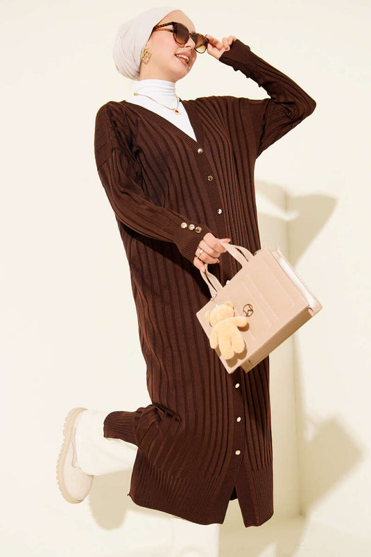 Corduroy Mercerized Cardigan Coffee