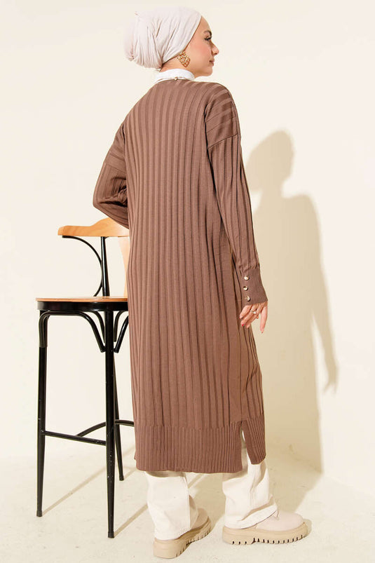 Fitilli Merserize Hırka Vizon