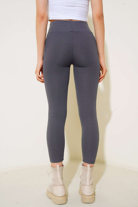 Gerippte Leggings geräuchert