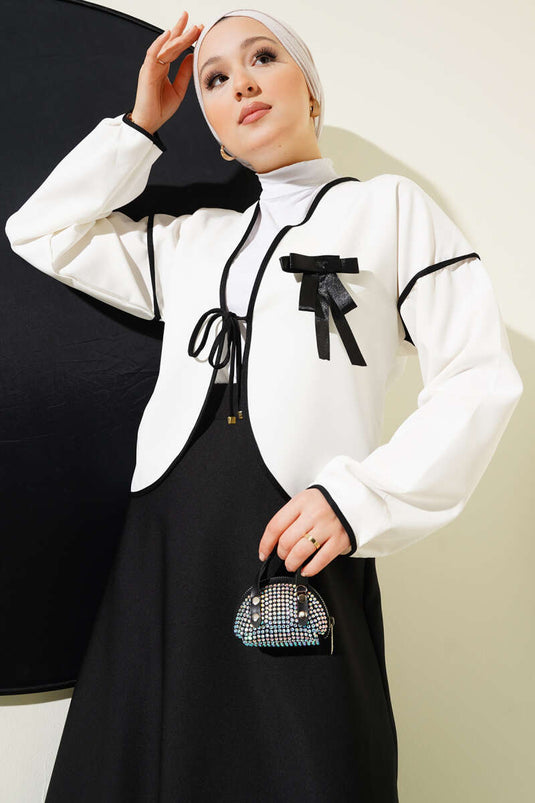 Fiyonk Broşlu Etekli İkili Takım Siyah