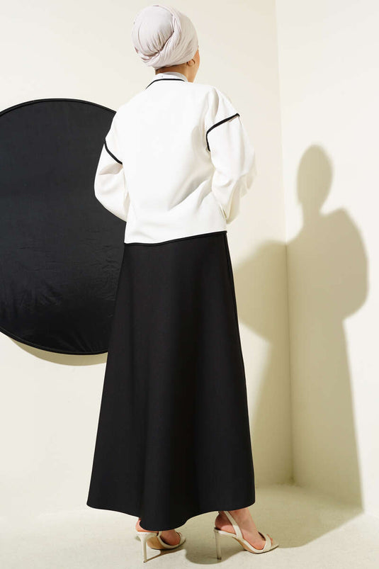 Fiyonk Broşlu Etekli İkili Takım Siyah