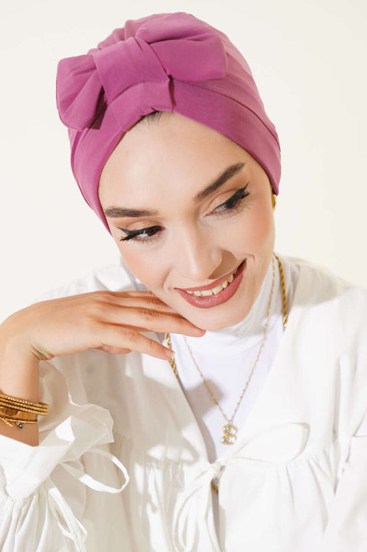 Bow Detail Bonnet in Rose Pink