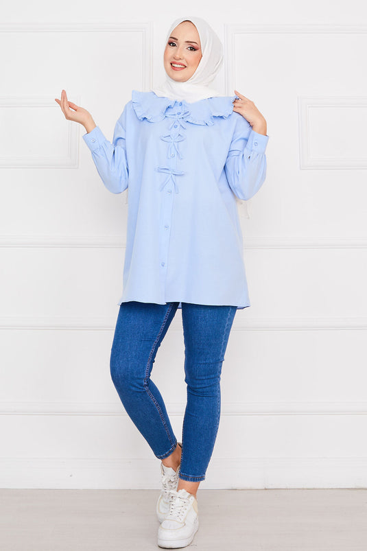 Bow Detailed Tunic Baby Blue