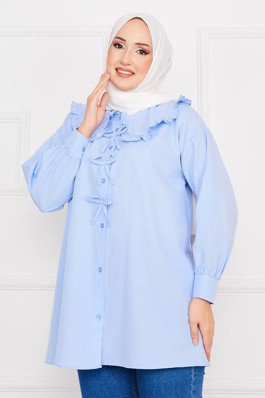 Bow Detailed Tunic Baby Blue