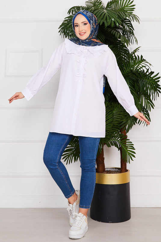 Bow Detailed Tunic White