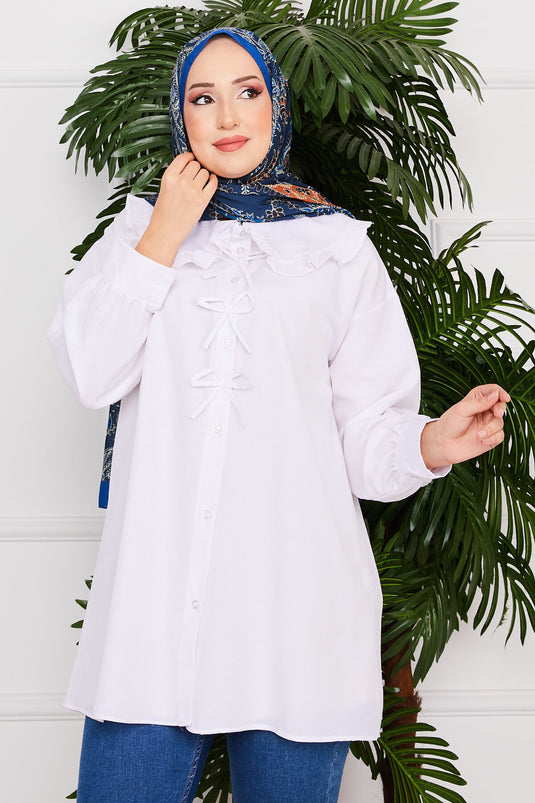 Bow Detailed Tunic White