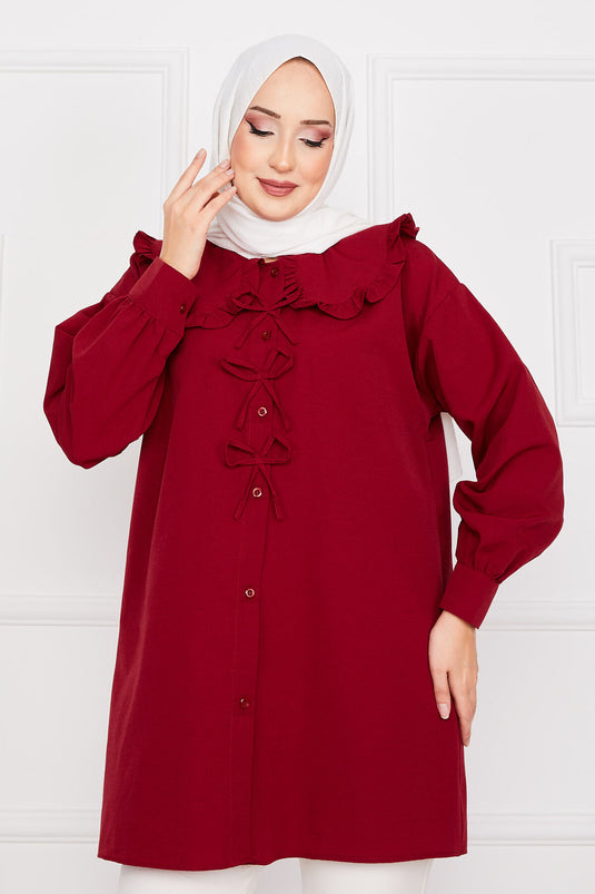 Fiyonk Detaylı Tunik Bordo