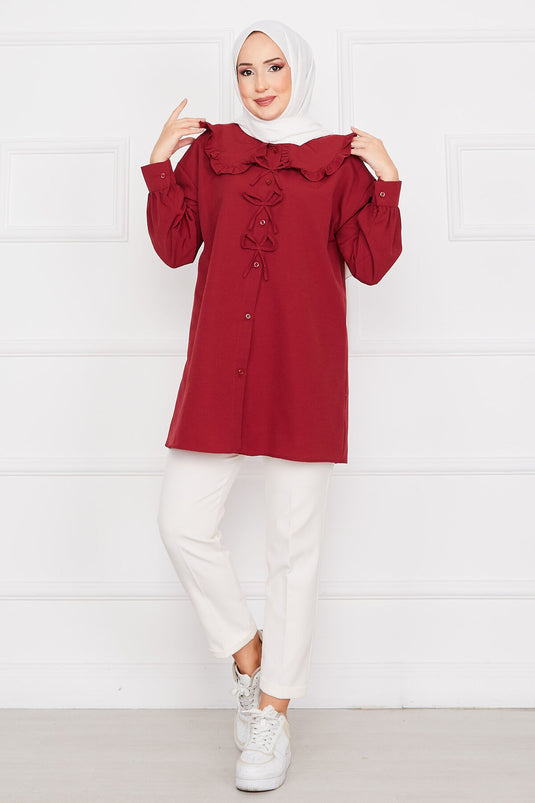 Bow Detailed Tunic Burgundy